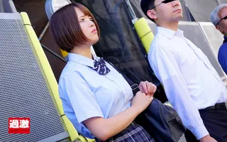 NHDTB-179 A girl with big breasts is molested from behind through her uniform on a crowded bus, making her waist twist and feel. 5